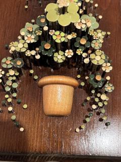 PAIR OF BRUTALIST ENAMEL FLOWER NAIL ART WALL ART - 2811577