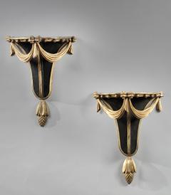PAIR OF CARVED EBONIZED AND GILDED BRACKETS - 4696443