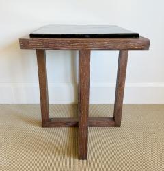 PAIR OF CERUSED OAK TABLES WITH SAIN GOBAIN GLASS TOPS - 4372612