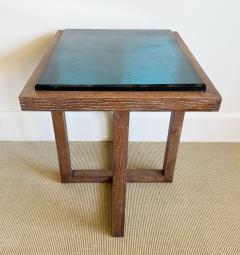 PAIR OF CERUSED OAK TABLES WITH SAIN GOBAIN GLASS TOPS - 4372615