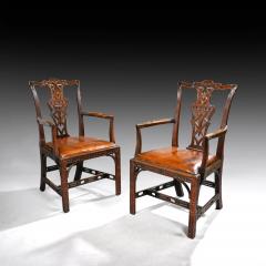 PAIR OF CHIPPENDALE STYLE MAHOGANY AND LEATHER ARMCHAIRS - 1858727