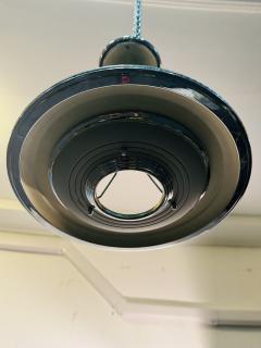 PAIR OF CHROME CREAM ENAMEL ART DECO SPACE DISC LIGHT FIXTURES - 4319337