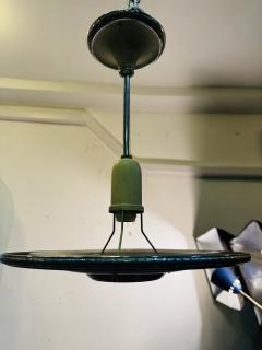 PAIR OF CHROME CREAM ENAMEL ART DECO SPACE DISC LIGHT FIXTURES - 4319341