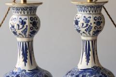 PAIR OF DUTCH DELFT BLUE AND WHITE WAISTED BOTTLE VASES CONVERTED TO LAMPS - 4574788