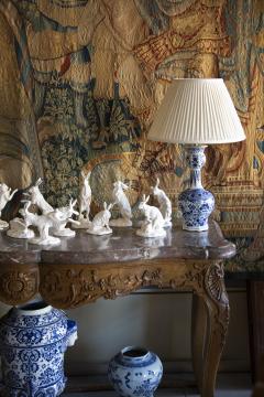 PAIR OF DUTCH DELFT BLUE AND WHITE WAISTED BOTTLE VASES CONVERTED TO LAMPS - 4574792