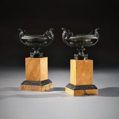 PAIR OF EARLY 19TH C GRAND TOUR BRONZE AND SIENNA MARBLE TAZZAS - 1840527