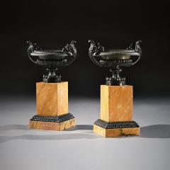 PAIR OF EARLY 19TH C GRAND TOUR BRONZE AND SIENNA MARBLE TAZZAS - 1840531