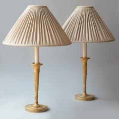 PAIR OF EARLY 19TH CENTURY GILT BRONZE CANDLESTICKS CONVERTED TO TABLE LAMPS - 3550665