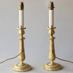 PAIR OF EARLY 19TH CENTURY GILT BRONZE CANDLESTICKS CONVERTED TO TABLE LAMPS - 4574781