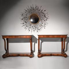 PAIR OF EARLY 19TH CENTURY ITALIAN WALNUT AND MARBLE TOP CONSOLE TABLES - 1875739