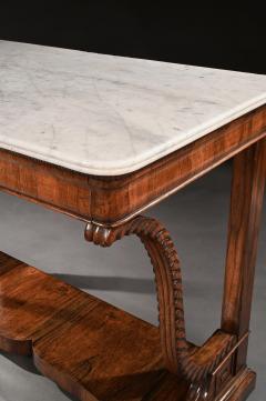 PAIR OF EARLY 19TH CENTURY ITALIAN WALNUT AND MARBLE TOP CONSOLE TABLES - 1875773