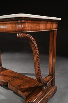 PAIR OF EARLY 19TH CENTURY ITALIAN WALNUT AND MARBLE TOP CONSOLE TABLES - 1875791