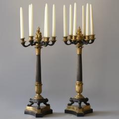 PAIR OF EARLY 19TH CENTURY PATINATED AND GILT BRONZE SIX LIGHT CANDELABRA - 4313441