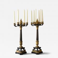 PAIR OF EARLY 19TH CENTURY PATINATED AND GILT BRONZE SIX LIGHT CANDELABRA - 4319159