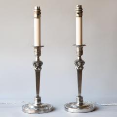 PAIR OF EMPIRE PERIOD SILVER CANDLESTICKS CONVERTED TO TABLE LAMPS - 3551074
