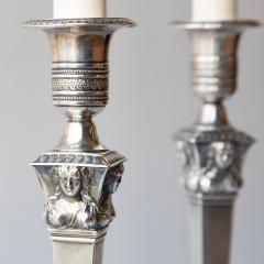 PAIR OF EMPIRE PERIOD SILVER CANDLESTICKS CONVERTED TO TABLE LAMPS - 3551157