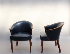 PAIR OF FINE FRENCH ART DECO WALNUT VISITOR ARMCHAIRS BY LELEU - 746018