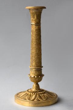 PAIR OF FINE QUALITY FRENCH RESTORATION GILT BRONZE CANDLESTICKS Circa 1815 - 759730
