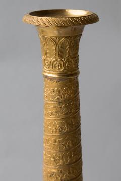 PAIR OF FINE QUALITY FRENCH RESTORATION GILT BRONZE CANDLESTICKS Circa 1815 - 759731