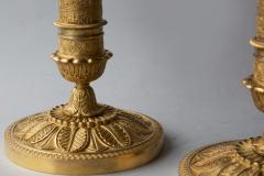 PAIR OF FINE QUALITY FRENCH RESTORATION GILT BRONZE CANDLESTICKS Circa 1815 - 759737