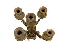 PAIR OF FRENCH 19TH CENTURY BRONZE MARBLE FIVE CANDLE CUP SATYR CANDELABRA - 4503212