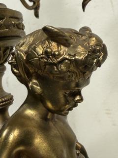 PAIR OF FRENCH 19TH CENTURY BRONZE MARBLE FIVE CANDLE CUP SATYR CANDELABRA - 4503221