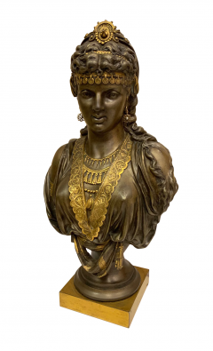 PAIR OF FRENCH ANTIQUE GILT PATINATED BRONZE ORIENTALIST BUSTS 19TH CENTURY - 3564978