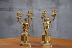 PAIR OF FRENCH DOR BRONZE CHERUB CANDELABRAS - 3411561