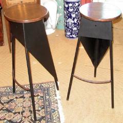 PAIR OF FRENCH INDUSTRIAL METAL AND WOOD STOOLS - 3584954