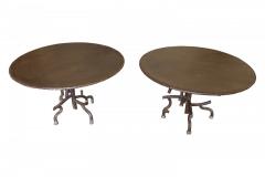 PAIR OF FRENCH IRON FAUX BOIS GARDEN DINING TABLES - 2689534