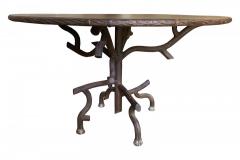 PAIR OF FRENCH IRON FAUX BOIS GARDEN DINING TABLES - 2689535
