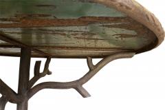 PAIR OF FRENCH IRON FAUX BOIS GARDEN DINING TABLES - 2689587