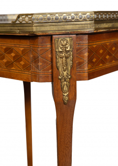 PAIR OF FRENCH LOUIS XVI STYLE INLAID MARBLE TOP NIGHT STANDS - 3537695
