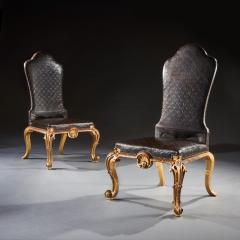 PAIR OF GEORGE I STYLE LATE 19TH CENTURY GILTWOOD AND LEATHER SIDE CHAIRS - 2589392