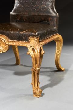 PAIR OF GEORGE I STYLE LATE 19TH CENTURY GILTWOOD AND LEATHER SIDE CHAIRS - 2589420