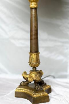 PAIR OF GILT AND PATINATED BRONZE RESTAURATION PERIOD CANDELABRA LAMPS - 3023918