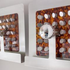 PAIR OF ITALIAN Steel and Faux Tortoise shell DESIGNER SCONCES - 1189678