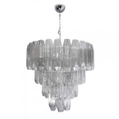 PAIR OF LARGE PEARL GREY BLOWN MURANO POLIEDRI GLASS CHANDELIERS - 1761303