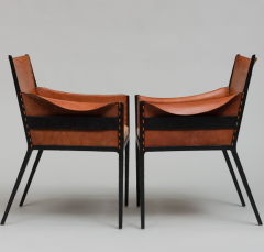 PAIR OF LEATHER ARMCHAIRS AFTER JEAN MICHEL FRANK - 2628548