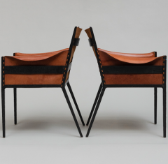 PAIR OF LEATHER ARMCHAIRS AFTER JEAN MICHEL FRANK - 2628550