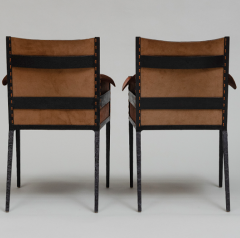 PAIR OF LEATHER ARMCHAIRS AFTER JEAN MICHEL FRANK - 2628551