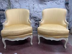 PAIR OF LOUIS XV STYLE YELLOW PAINTED ARMCHAIRS - 2351370