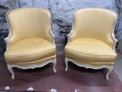 PAIR OF LOUIS XV STYLE YELLOW PAINTED ARMCHAIRS - 2351374
