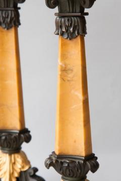 PAIR OF MARBLE PATINATED BRONZE AND GILT BRONZE CANDLESTICKS - 3977562