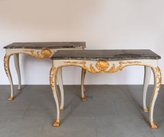 PAIR OF MID 18TH CENTURY GILT AND PAINTED CONSOLE TABLES - 3551076