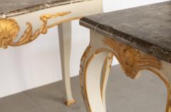 PAIR OF MID 18TH CENTURY GILT AND PAINTED CONSOLE TABLES - 3551140