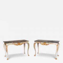 PAIR OF MID 18TH CENTURY GILT AND PAINTED CONSOLE TABLES - 3552714