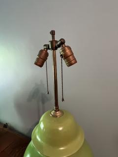 PAIR OF MODERN GREEN CERAMIC GINGER JAR LAMPS - 2893878