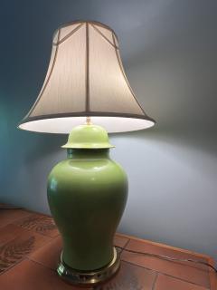 PAIR OF MODERN GREEN CERAMIC GINGER JAR LAMPS - 2893883