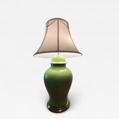 PAIR OF MODERN GREEN CERAMIC GINGER JAR LAMPS - 2922319